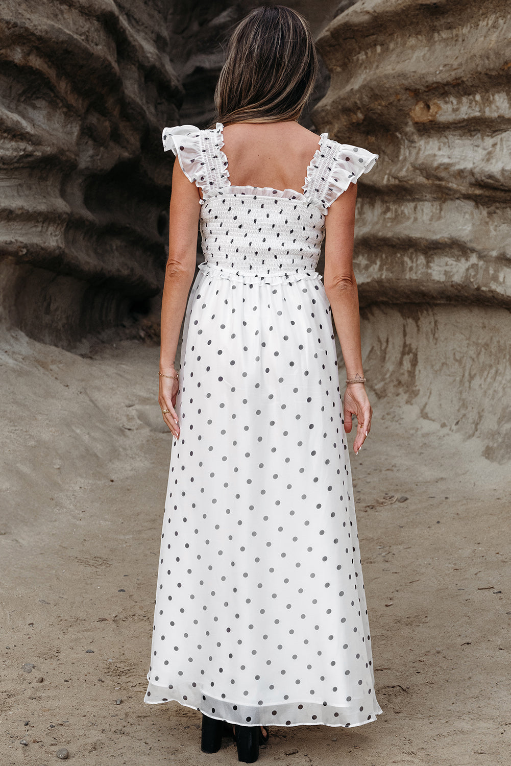 Sara Polka Dot Smocked Maxi Dress