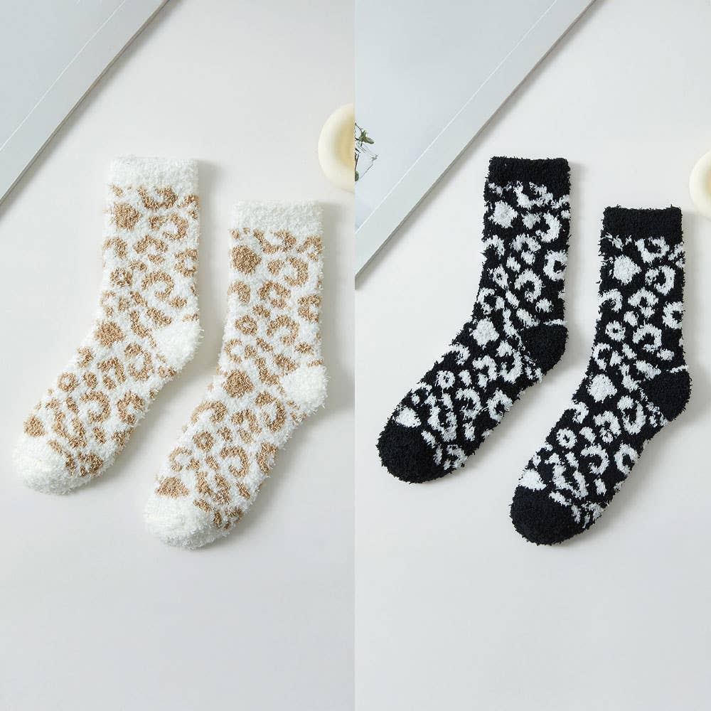 Cozy Fuzzy Leopard Winter Socks