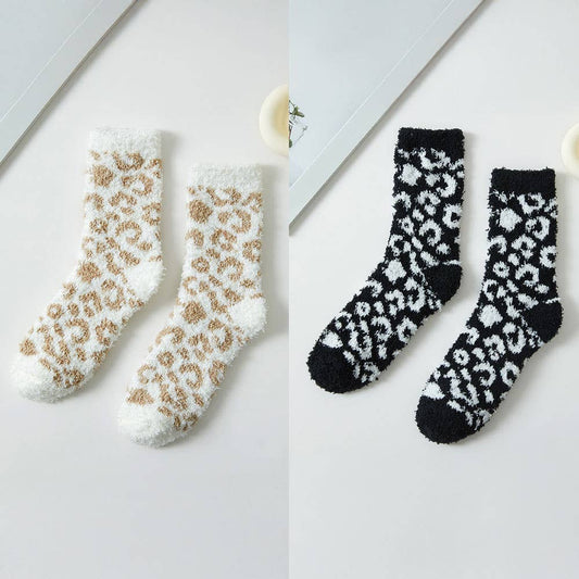 Cozy Fuzzy Leopard Winter Socks