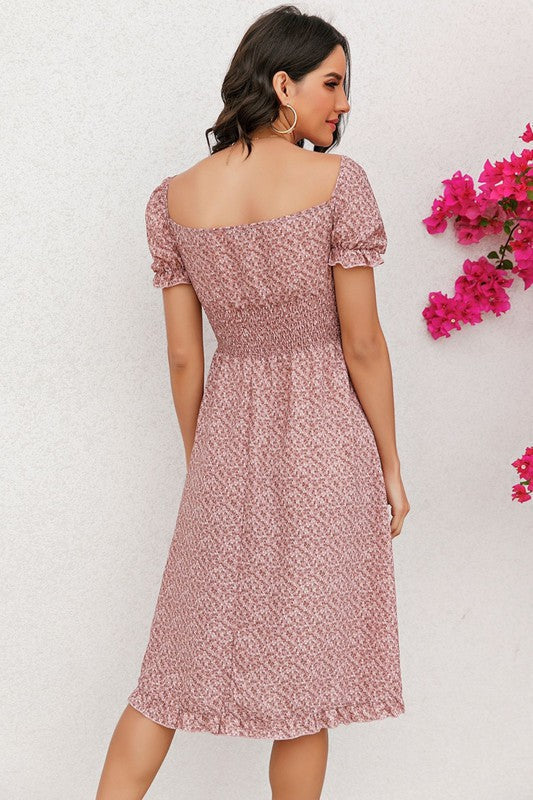 Ditsy Floral Puff Sleeve Dress