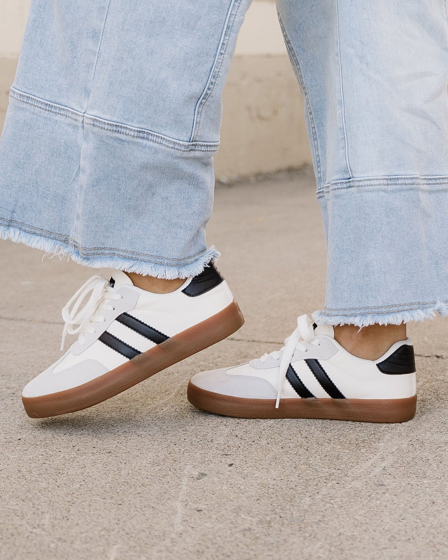 Leah Striped Lace Up Sneakers