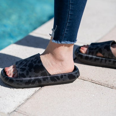 Black Leopard Insanely Comfy Slides