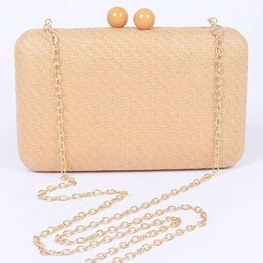 Faux Straw Box Clutch