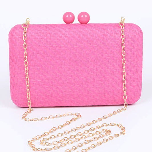 Faux Straw Box Clutch