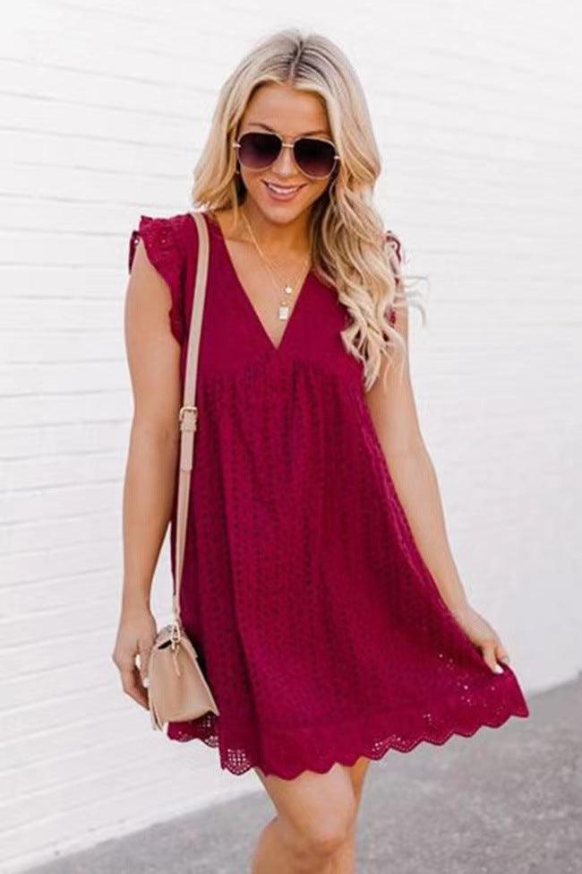 Kaley Lace Jacquard V-Neck Dress