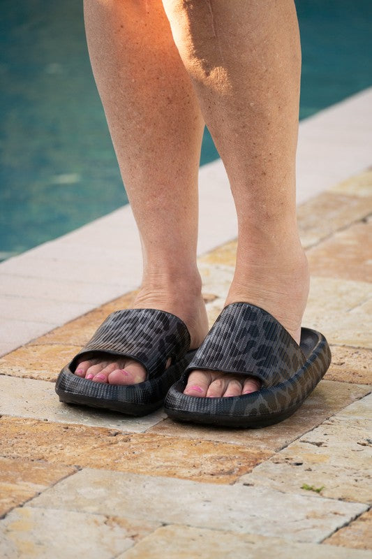 Black Leopard Insanely Comfy Slides