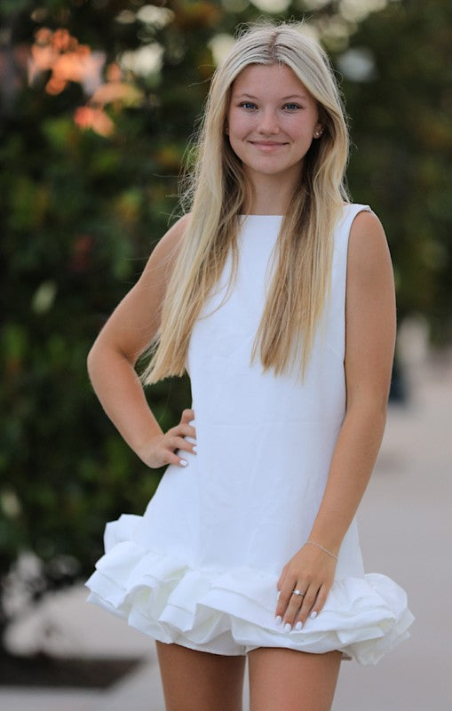 Ruffle Trim Mini Dress