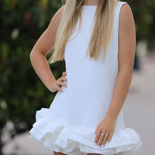 Ruffle Trim Mini Dress