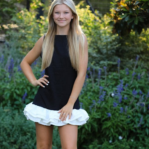 Ruffle Trim Mini Dress