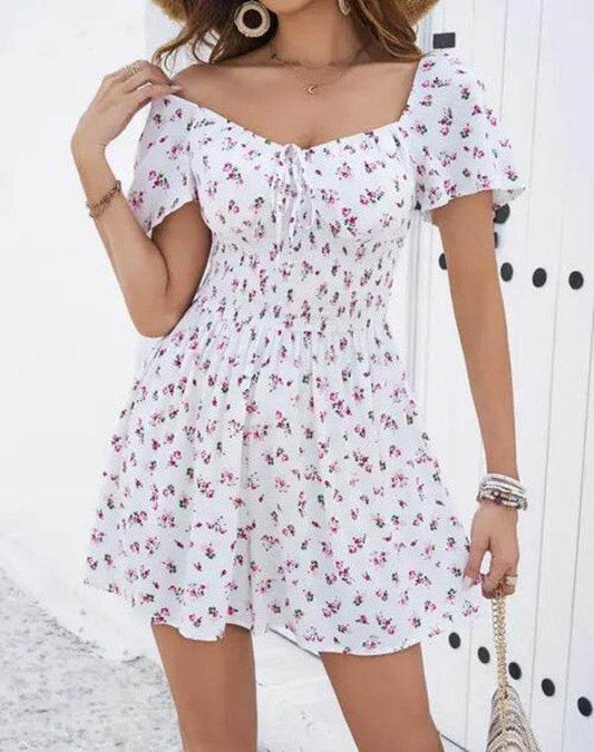 Off-Shoulder Ditsy Floral Dress