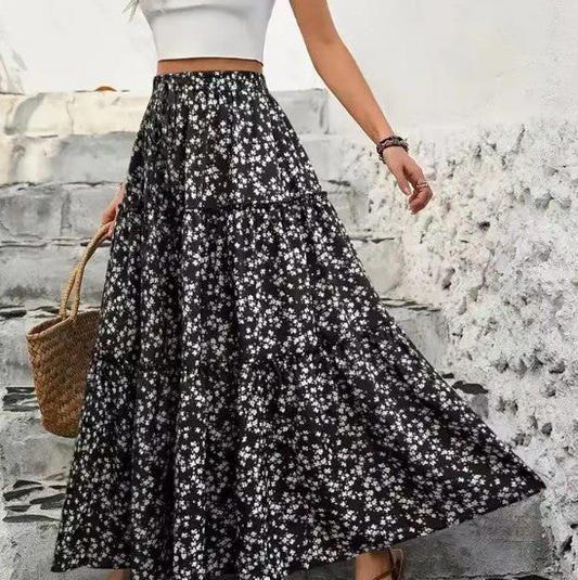 Floral Tiered Maxi Skirt