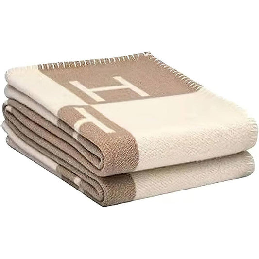 Monogram Pattern Reversible Throw Blanket