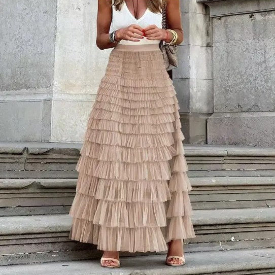 Tiered Ruffle Maxi Skirt