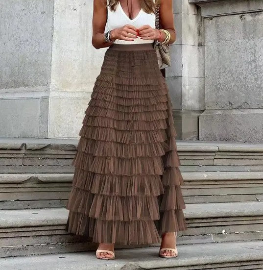 Tiered Ruffle Maxi Skirt