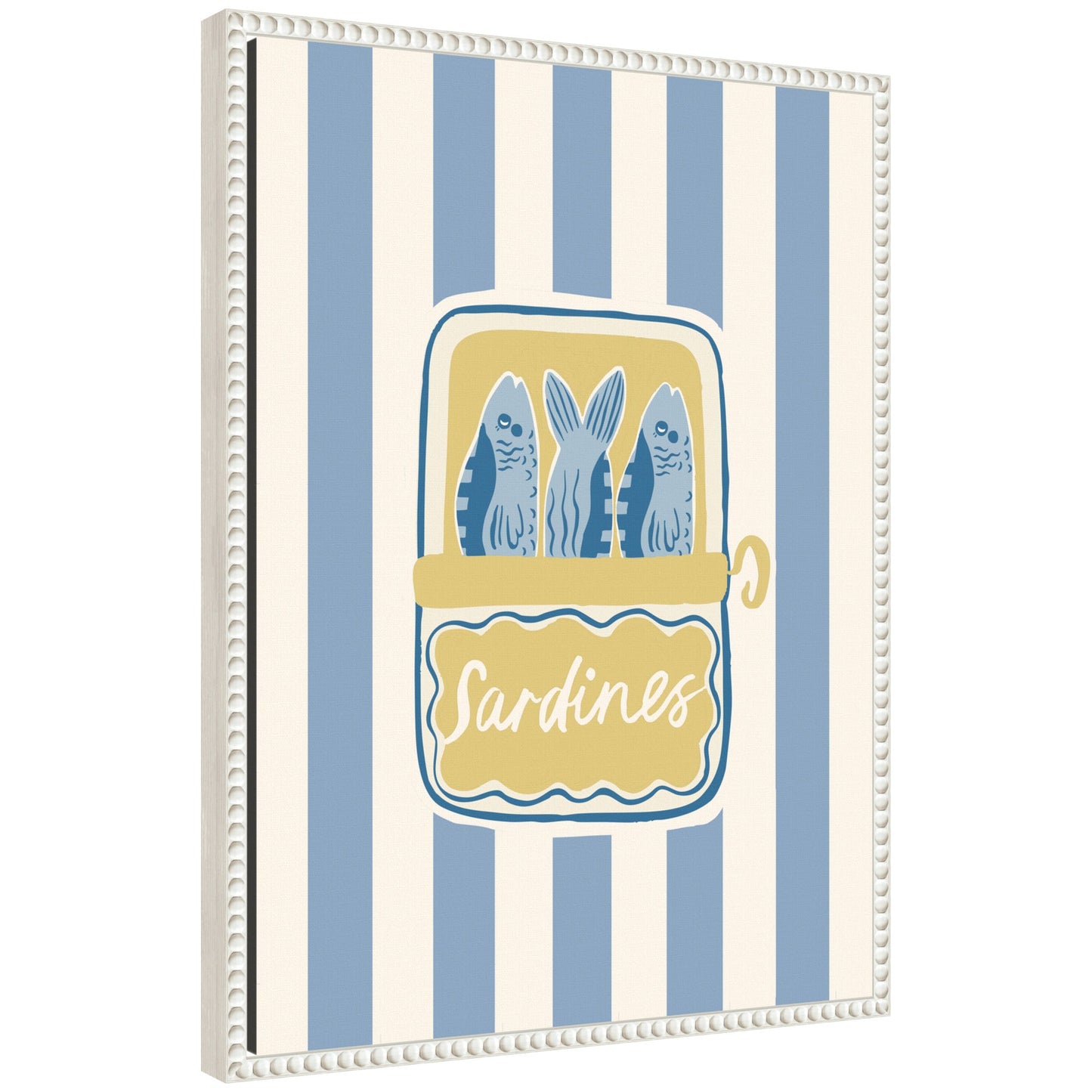 Coastal Sardines Framed Canvas with Beaded Frame