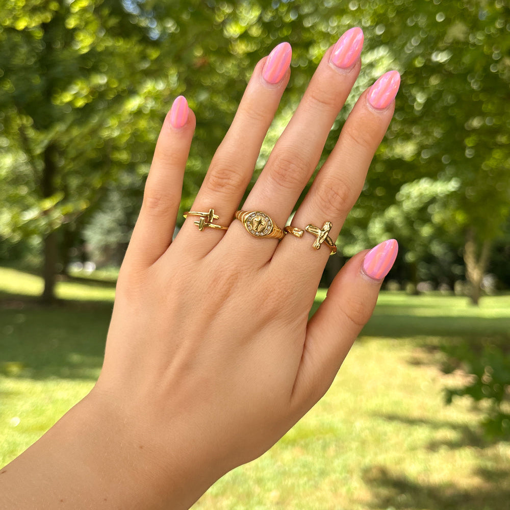 Gold Wrapped Cross Ring