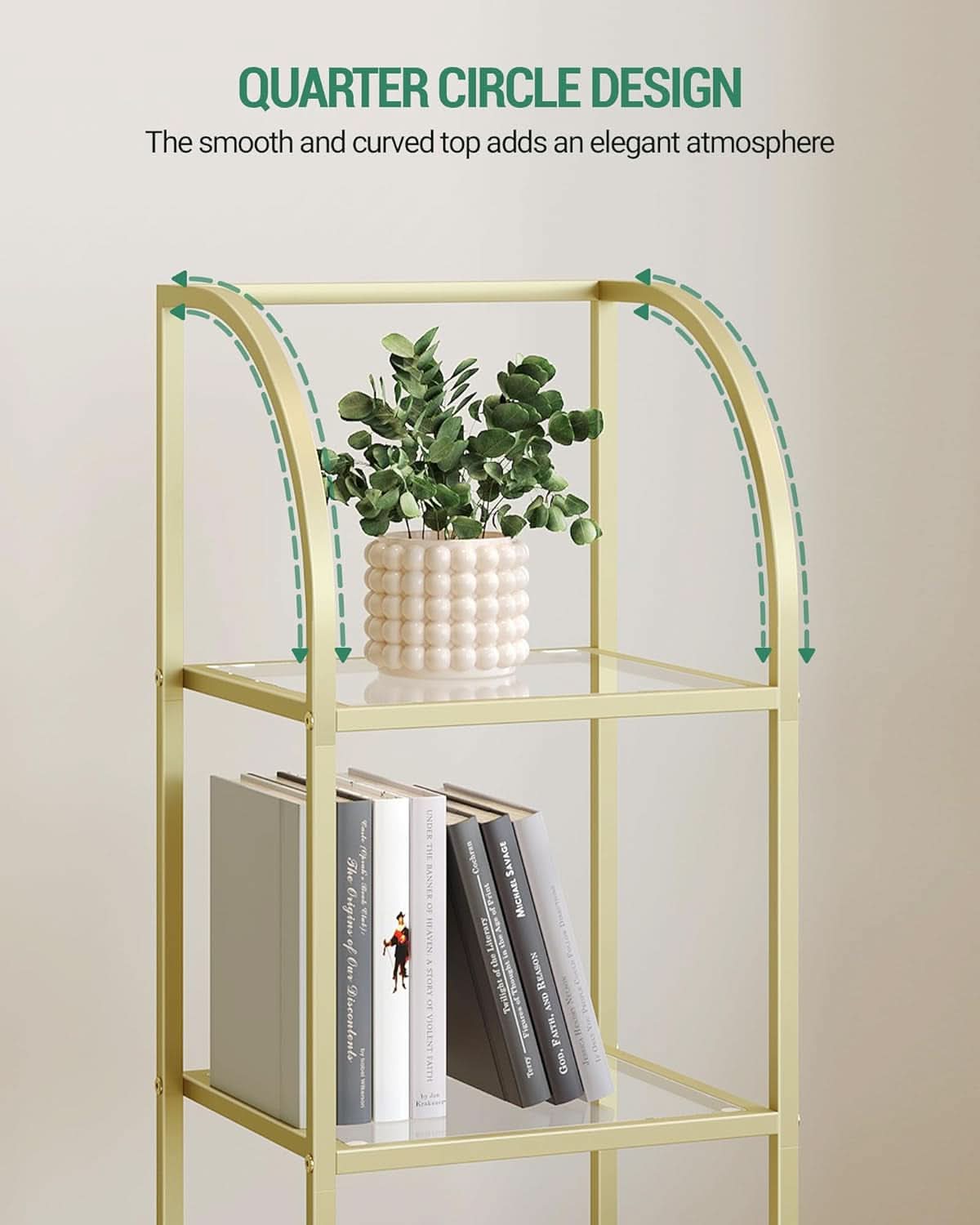 6 Tier Gold Tempered Glass Bookshelf