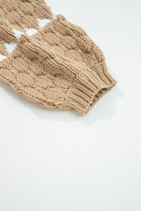 Textured Knit Puff Sleeve Sweater