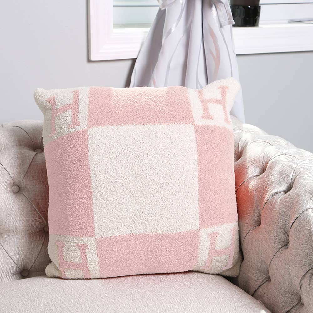H Patterned Cushion Cover in Pink