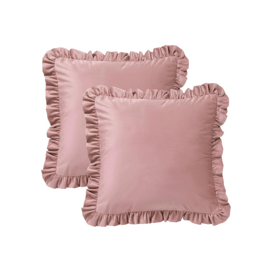 Pink Velvet Ruffle Pillow - 18" x 18"