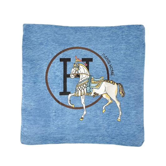 Horse Pillow Cover in Blue