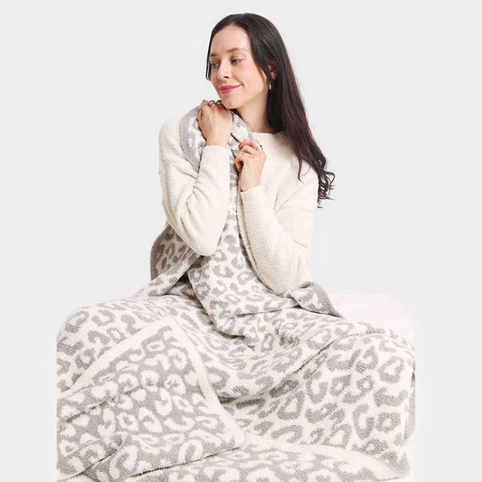 Super Soft Leopard Blanket in Gray