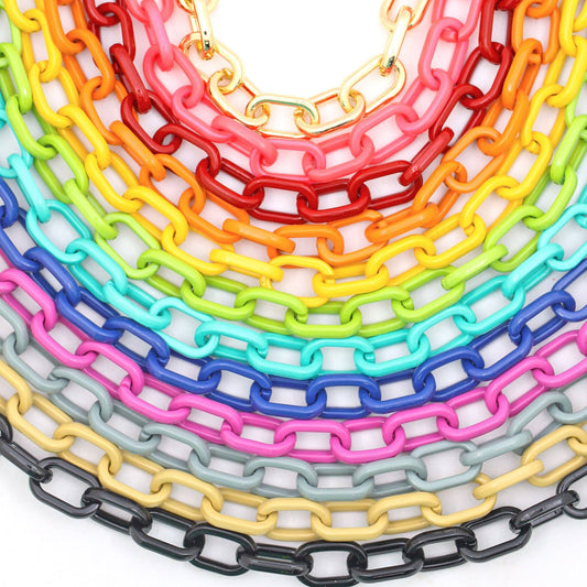 Luxe Link Enamel Chain Necklace, Turquoise