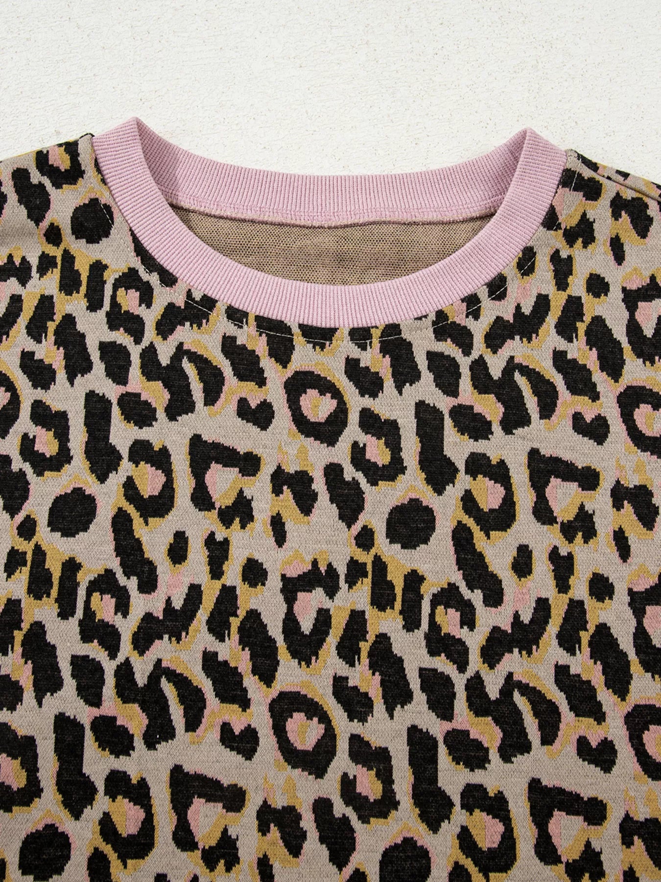 Leopard Print Long Sleeve Shorts Set