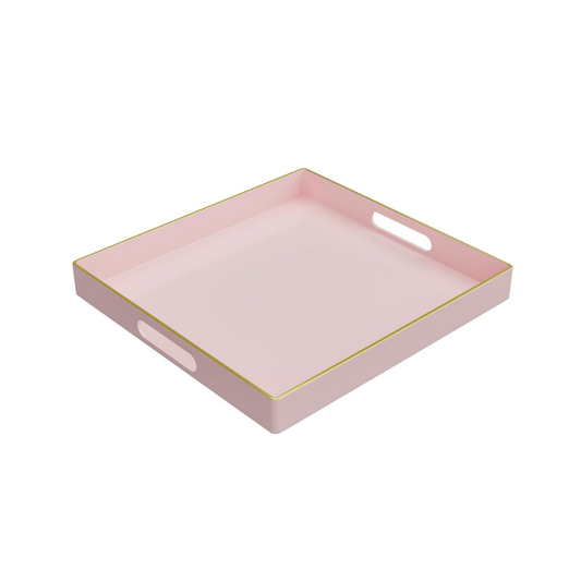 Lacquer Tray with Gold Trim - Pink