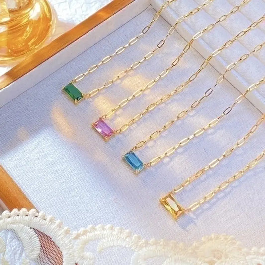 Rectangle Zircon Necklace