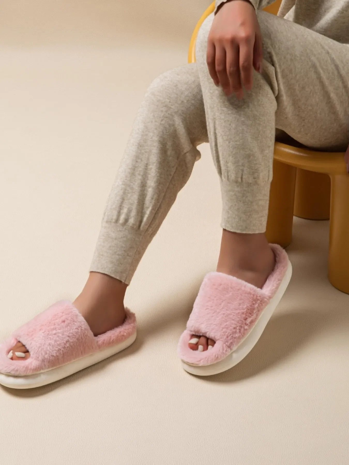 Fluffy Open Toe Slippers