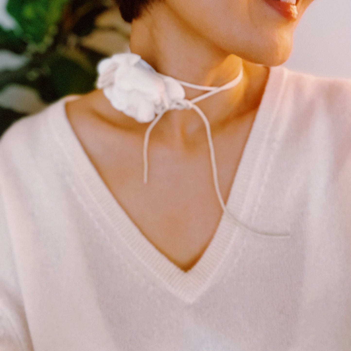Chiffon Rosette Tie necklace