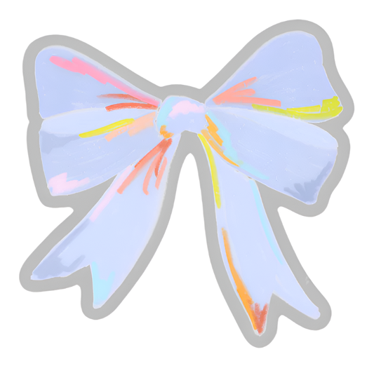 Clear Periwinkle Bow Sticker, 2.5x2.45in.