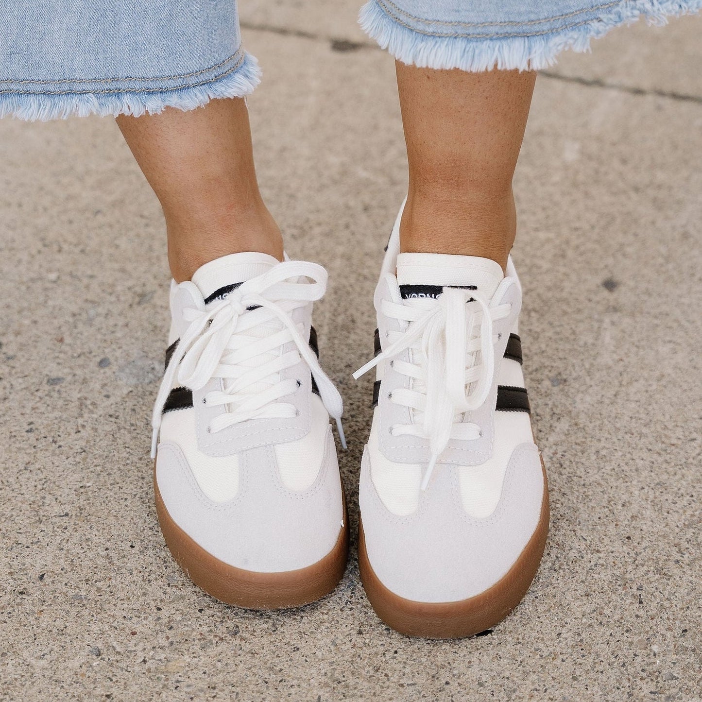 Leah Striped Lace Up Sneakers