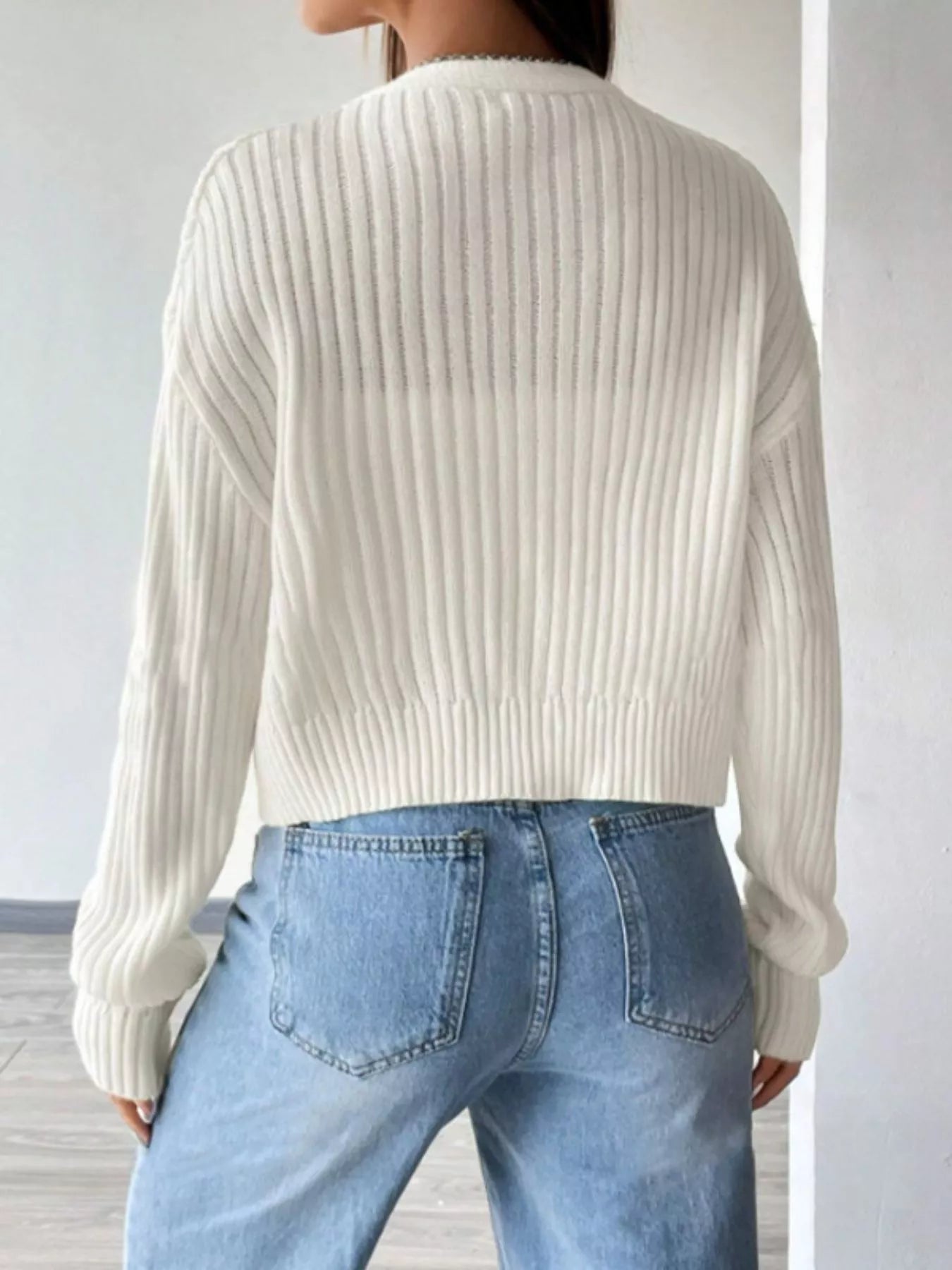 Ribbed Knit Cropped Cardigan