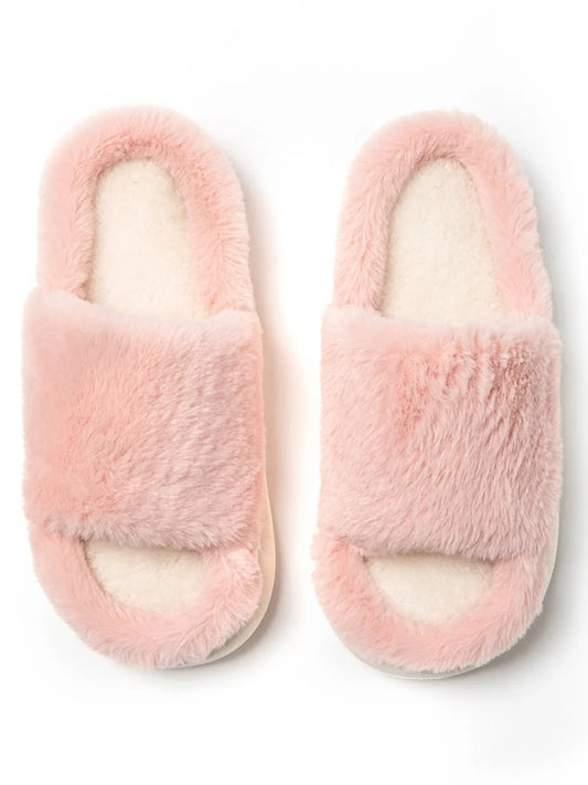 Fluffy Open Toe Slippers