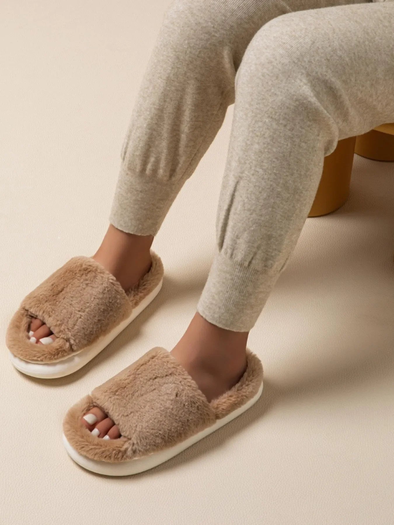 Fluffy Open Toe Slippers