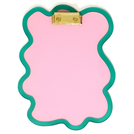Pink and Teal Squiggle Clipboard