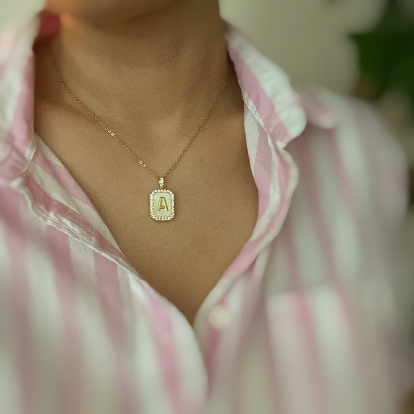 Initial Art Deco Locket Pendant Necklace