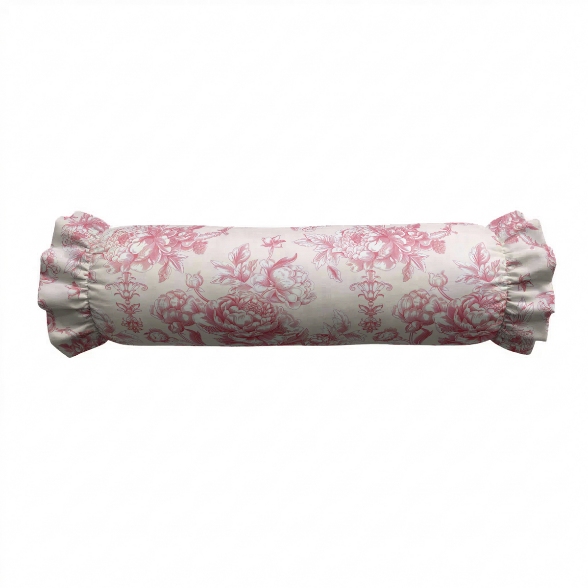 Romantic Bloom Ruffled Bolster Pillow | Ruffled Decor Pillow