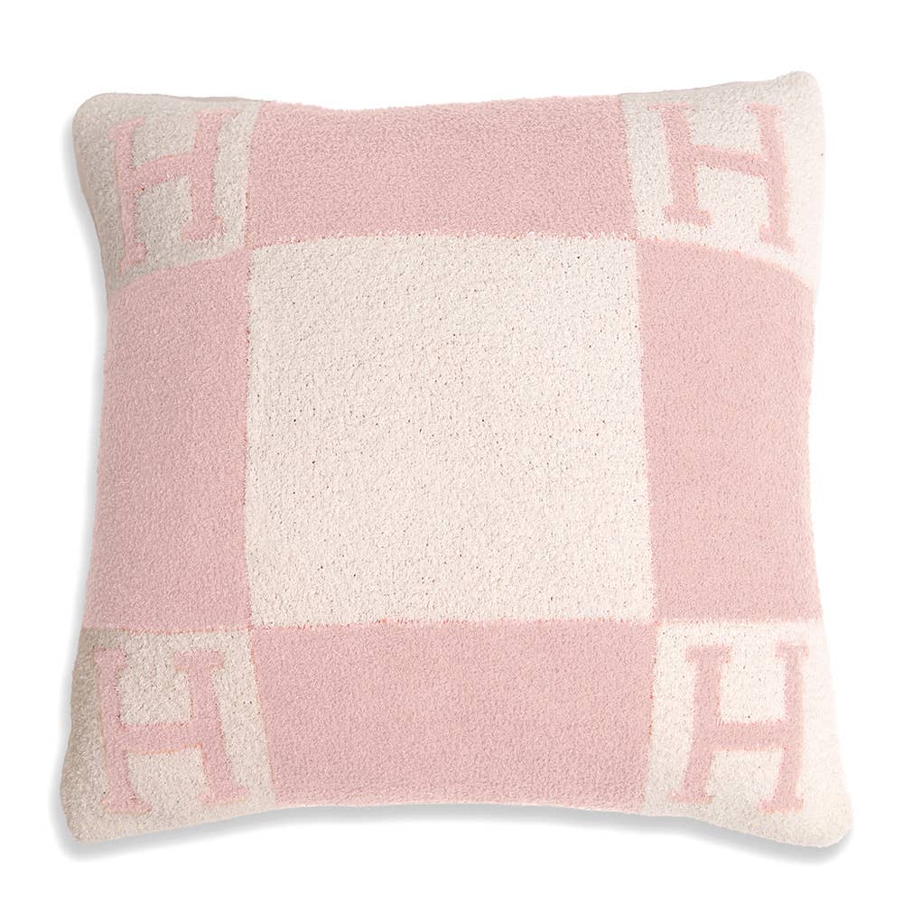 H Patterned Cushion Cover in Pink