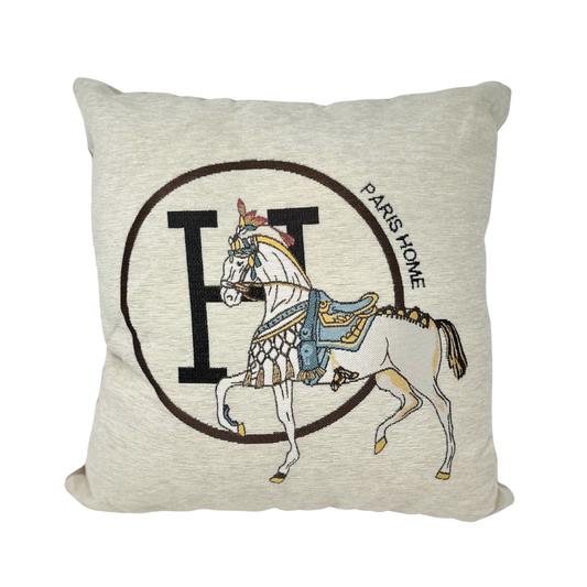 Horse Pillow Cover in Ivory