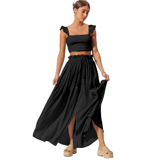 Smocked Top and Flowy Maxi Skirt Set