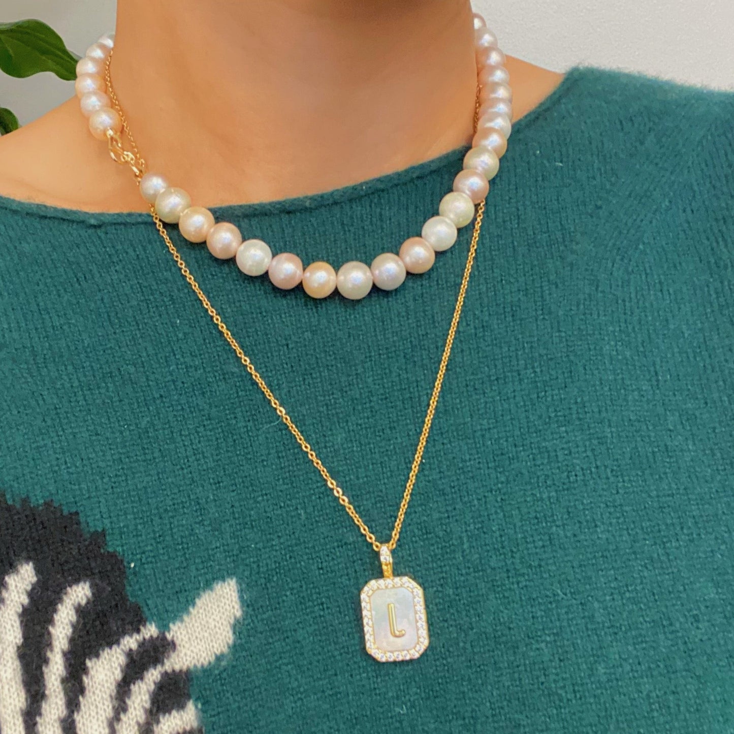 Initial Art Deco Locket Pendant Necklace