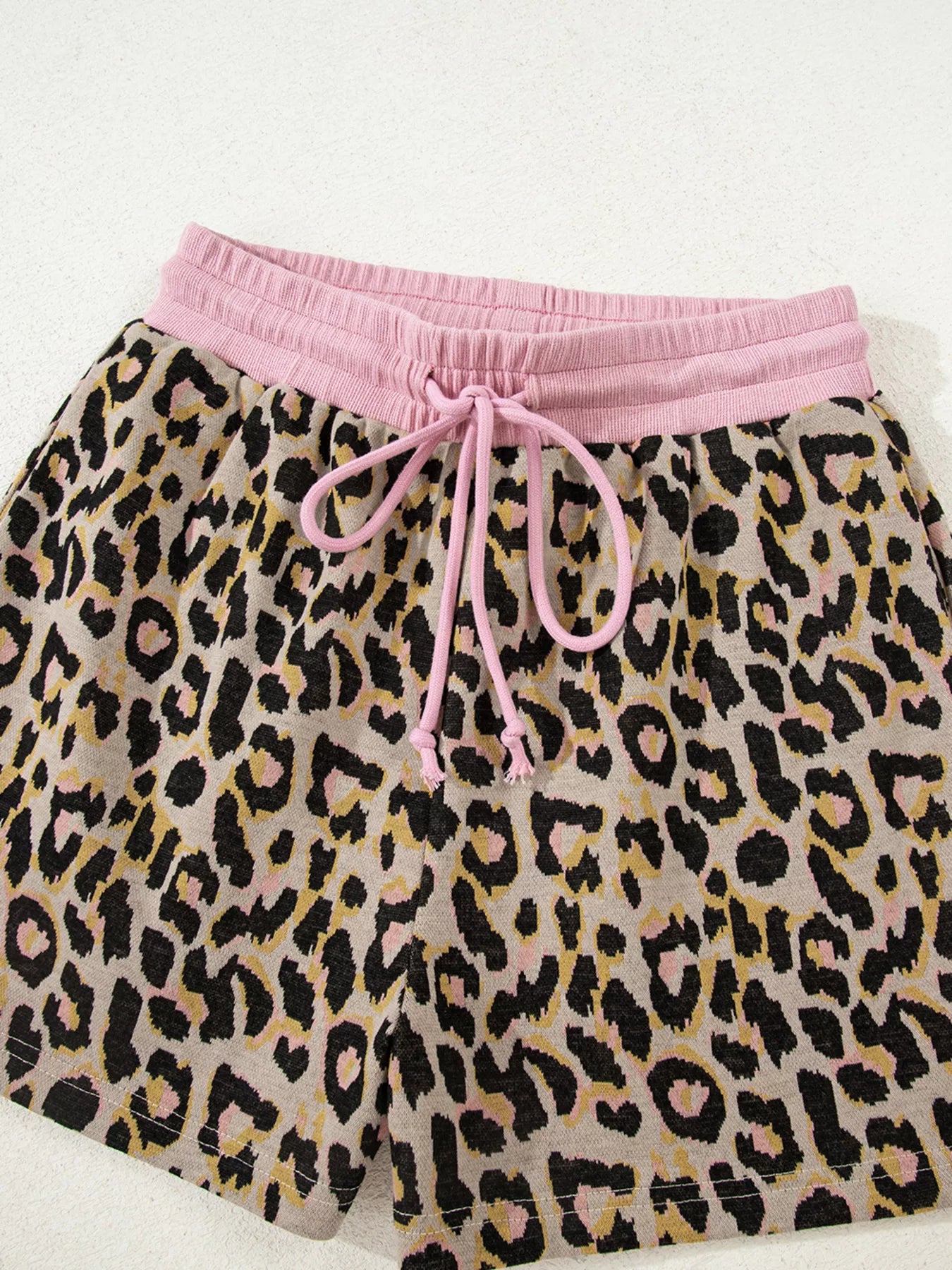 Leopard Print Long Sleeve Shorts Set
