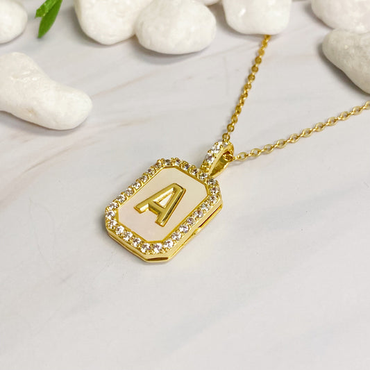 Initial Art Deco Locket Pendant Necklace