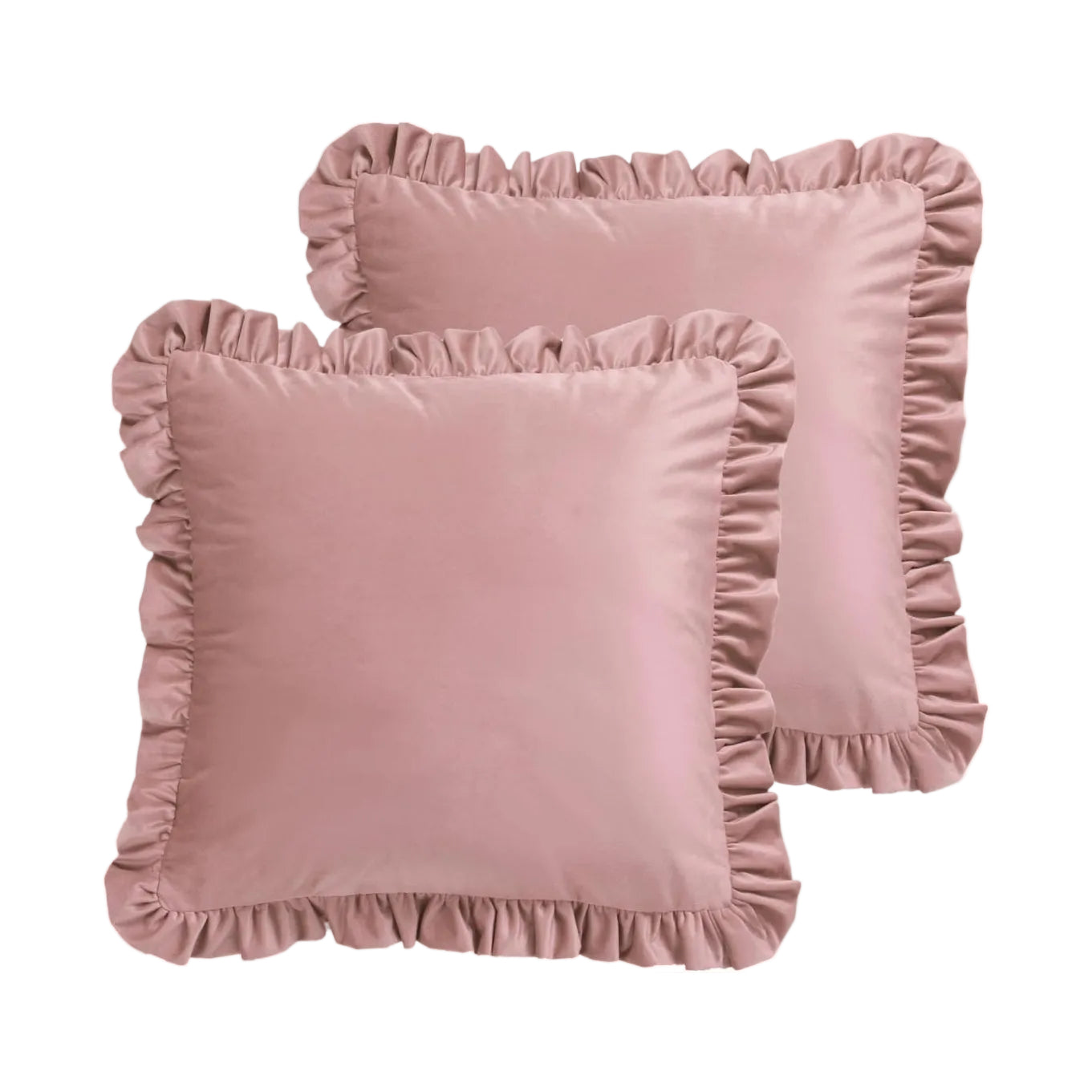 Pink Velvet Ruffle Pillow - 18" x 18"
