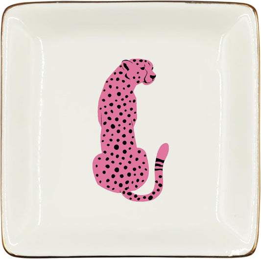 Pink Cheetah Trinket Tray