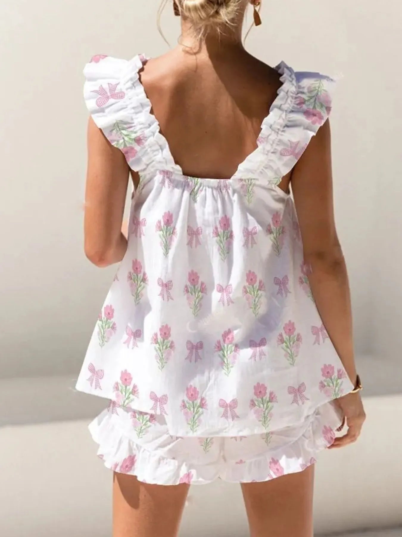 Ruffled Tank and Shorts Set