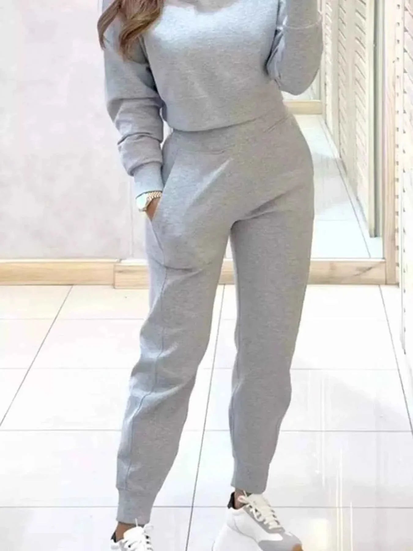 Cropped Sweatshirt and Jogger Set